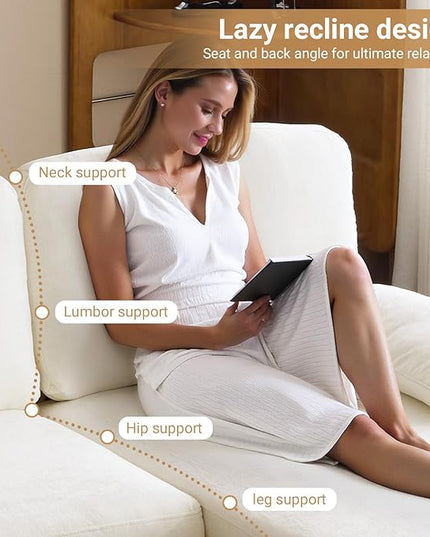 VINGLI 110" Sectional Couches for Living Room,U Shaped Couch with Double Chaise, 4-Seat Sofa Set with Chenille Fabric for Home Furniture,Beige