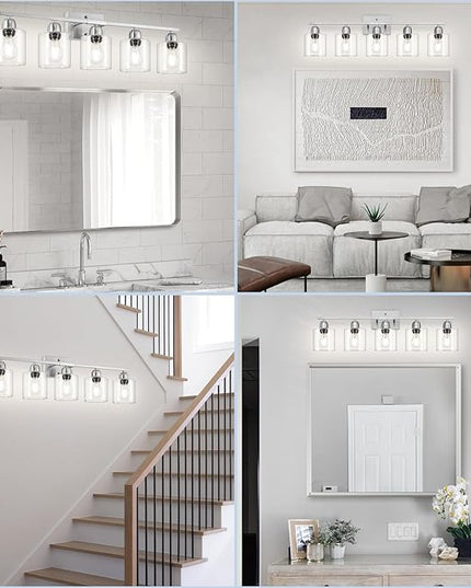 Modern Brushed Nickel 5 Light Bathroom Vanity Light, 31 inch Bathroom Lights Fixtures, Vanity Lights for Mirror Kitchen Living Room Hallway Cabinet Porch