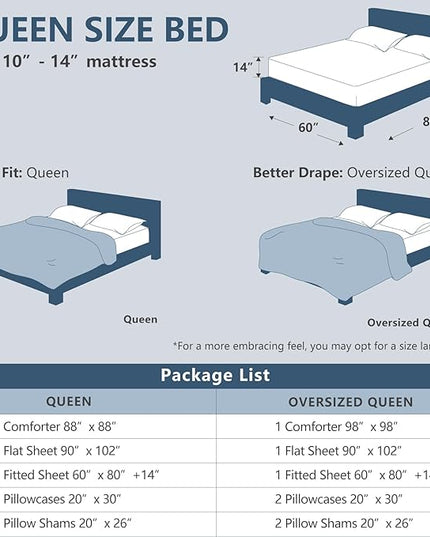 CozyLux Queen Comforter Set Light Grey - Bed in a Bag Queen Size 7 Pieces, Luxury Soft Bed Set for All Seasons, Bedding Set with Down Alternative Comforter, Sheets, Pillowcases & Shams
