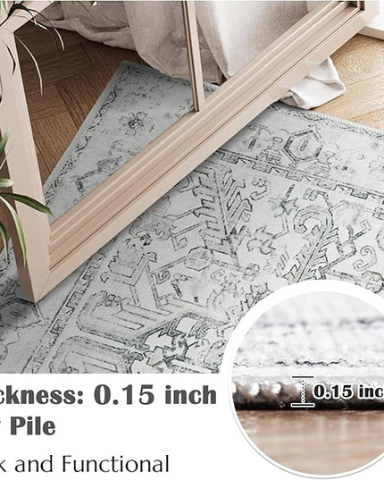 jinchan Lima Kitchen Runner Rug 2x6-2pcs, Vintage Hallway Rug Washable Floral Non-Slip with Rubber Backing Soft Carpet Runner for Bedroom Laundry Room Living Room Grey