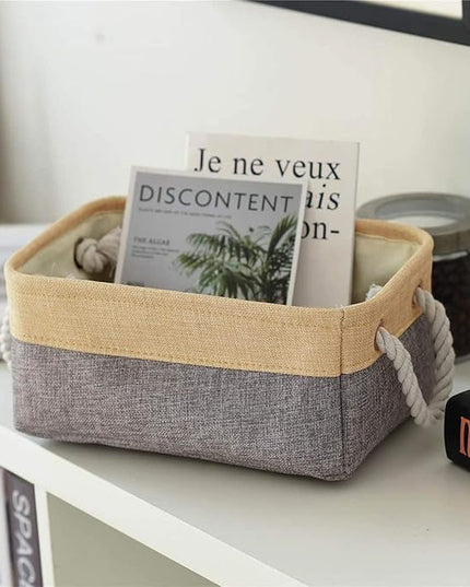 TheWarmHome Small Storage Bins Basket - Small Storage Baskets for Organizing Shelves, Fabric Storage Cubes Organizer for Changing Table Clothes Shoes Sock Towel Dog Toy,Decorative Basket Gift