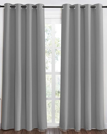 NICETOWN Blackout Silver Grey Doorway Curtain - Solid Thermal Insulated Grommet Room Darkening Privacy Window Drape Sound Dampening for Bedroom/Living Room (W46 x L80, 1 Panel)