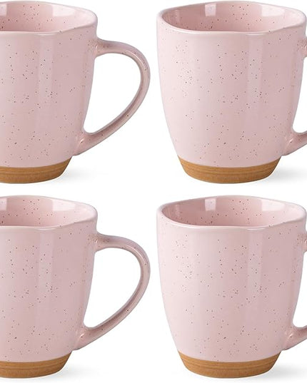 AmorArc 12oz Coffee Mugs, Ceramic Coffee Mugs set of 4 for Man, Woman, Dad, Mom, Modern Coffee Mugs with handle for Latte/Cappuccino/Milk/Cocoa. Dishwasher&Microwave Safe, Cloud Pink