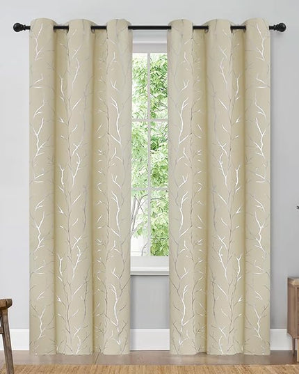 BUHUA Grommet Top Window Draps for Living Room Bedroom Curtains Energy Saving Room Darkening Impede Light Privacy Curtains, 42W x 84L,2 Panels, Beige