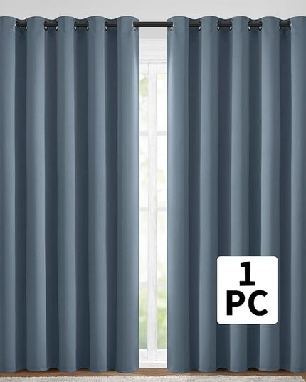 Yakamok Wide Thermal Blackout Patio Door Curtain Panel, Sliding Door Insulated Grommet Curtains, Extra Wide Curtains for Sliding Glass Door, Stone Blue, W70 x L84, 1 Panel