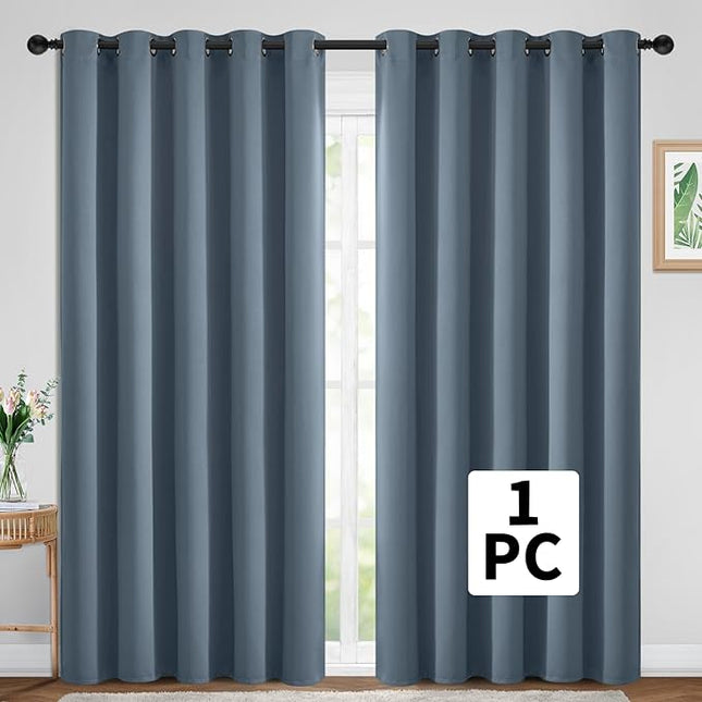 Yakamok Wide Thermal Blackout Patio Door Curtain Panel, Sliding Door Insulated Grommet Curtains, Extra Wide Curtains for Sliding Glass Door, Stone Blue, W70 x L84, 1 Panel