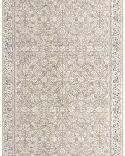 3x10 Washable Runner Rug for Kitchen, Cream Beige White Grey Soft Classic Runner with Non-Slip, Non-Shedding Distressed Floral Rug for Hallways Entryway Bedroom Laundry Indoor
