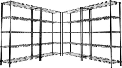 Storage Shelves Heavy Duty, 4 PCS 36" L x 14" W x 72" H Garage Wire Shelving Unit Loads 1750LBS, 5-Tier Adjustable Metal Industrial Utility Shelf Rack for Kitchen, Laundry Room, Warehouse, Basement