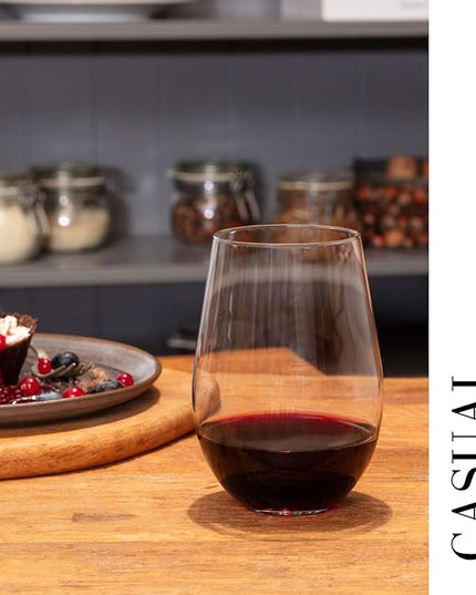 Krosno Stemless Wine Glasses for Red or White Wine, Set of 6, 19.6 oz, Harmony Collection, Perfect for a Veriety of Drinks, Made in Europe
