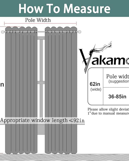 Yakamok Blackout Curtains Room Darkening Thermal Insulated Window Panels,Solid Grommet Top Drapes for Bedroom/Living Room(62Wx96L, Aqua, 2 Panels)