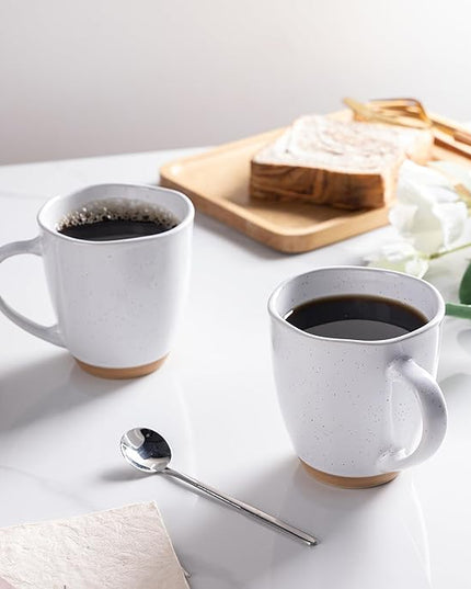 AmorArc 12oz Coffee Mugs, Ceramic Coffee Mugs set of 4 for Man, Woman, Dad, Mom, Modern Coffee Cups with handle for Latte/Cappuccino/Milk/Cocoa. Dishwasher&Microwave Safe, White