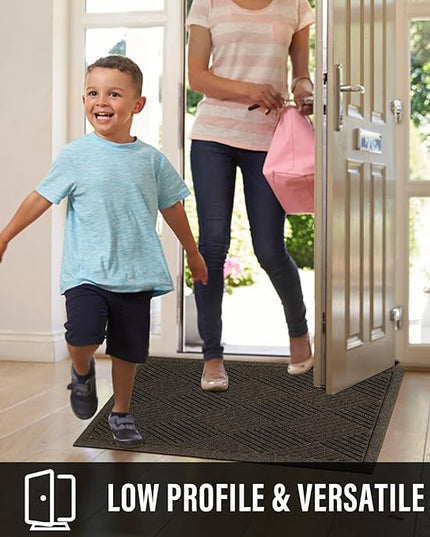 Sturdy Front Door Mat, Absorbent Muddy Dirt Resist Welcome Door Mats Outdoor Indoor, Stain and Fade Resistant, Non-Slip Rubber Backing Low Profile Doormat for Entryway, 47×32, Brown