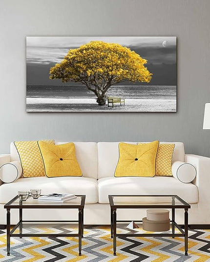 Wapluam Canvas Wall Art For Living Room, Office, Bedroom - Black And White Landscape Wall Paintings - Framed Wall Pictures - Artwork Mural - 20x40 inch