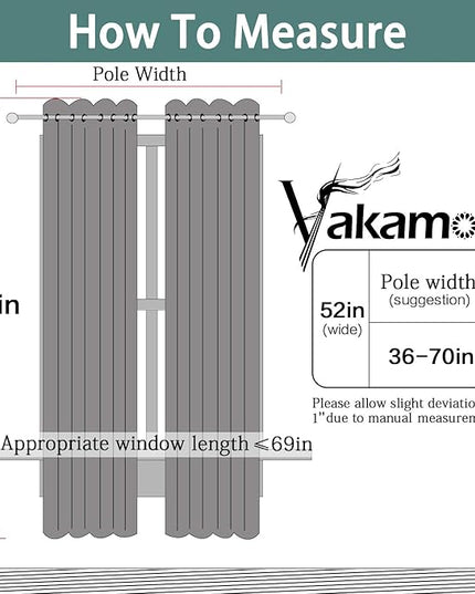 Yakamok Thermal Insulated Curtains Solid Grommet Top Window Curtains for Bedroom, 2 Tie Backs Included(52x72 Inch, Pure White, 2 Panels)