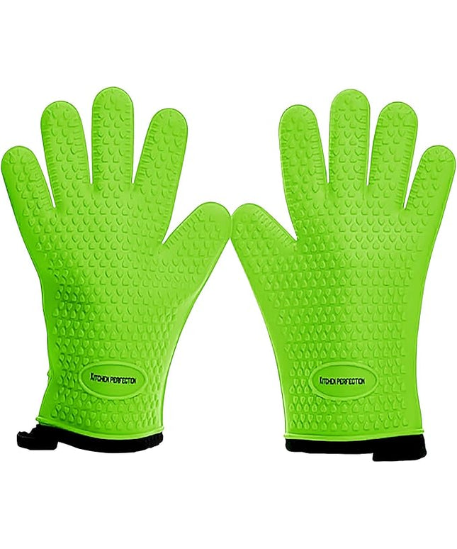 KITCHEN PERFECTION S Silicone Smoker Oven Gloves -Extreme Heat Resistant BBQ Gloves -Handle Hot Food Right on Your Grill Fryer Pit|Waterproof Oven Mitts |Superior Value Set+3 Bonuses