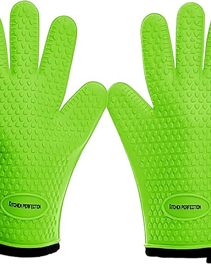 KITCHEN PERFECTION Silicone Smoker Oven Gloves -Extreme Heat Resistant BBQ Gloves-Handle Hot Food Right on Your Grill Fryer&Pit|Waterproof Grilling Cooking Baking Mitts |Superior Value Set +2 Bonuses