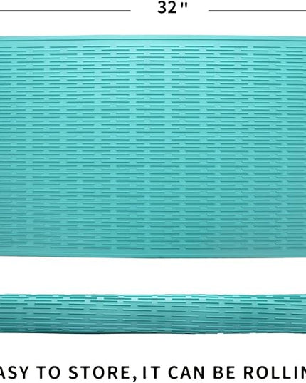 Silicone Dish Drying Mat for Multiple Usage,Easy clean,Eco-friendly,Heat-resistant Silicone Mat for Kitchen Counter or Sink,Refrigerator or Drawer Liner Mint 4XL 32 inches x 18 inches