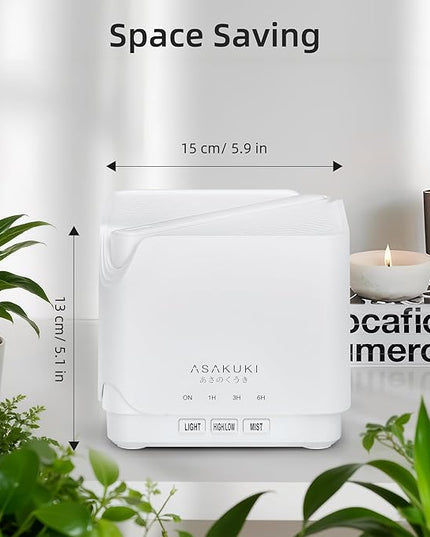 ASAKUKI Essential Oil Diffuser, Multifunctional Ultrasonic Aromatherapy Fragrant Oil Vaporizer Humidifier with Timer, Auto-Off Safety Switch, and 7 LED Light Colors, 700 ml (White)