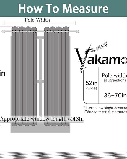 Yakamok Aqua Blackout Curtains, Thermal Insulated Light Blocking Blackout Drapes for Living Room(52Wx45L,2 Panels)