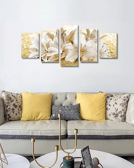 LUDUHU Arts Modern Flower Theme Wall Art - Abstract Orchid Canvas Wall Decor Flower Abstract Painting Still Life Canvas Wall Art for Home Decor (H,Oversize 60x30inch)