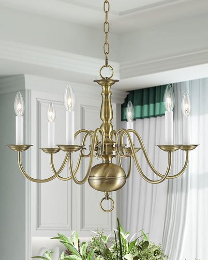 Livex Lighting 5006-01 Williamsburgh 6 Light Antique Brass Chandelier
