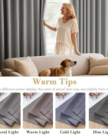 H.VERSAILTEX Blackout Curtains for Bedroom Thermal Insulated Room Darkening Living Room Curtains 84 Inch Long Grommet Privacy Protection Window Curtain Panels/Drapes for Nursery, 2 Panels, Dove Grey