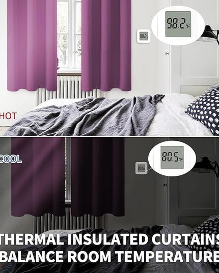 BGment Room Darkening Curtains 72 Inches Long - Grommet Thermal Insulated Drapes Window Treatment Curtains for Bedroom, 2 Panels, 52 x 72 Inch, Eggplant Purple