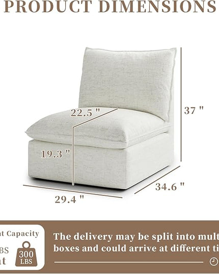 Waterproof Cloud Sectional Couches,High Backrest Down Filled Sofa for Living Room,Modular Sofas Spill & Stain-Resistant Cloud Couch,Detachable Couch Covers,Cream White