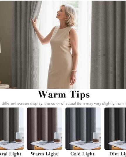 H.VERSAILTEX Linen Blackout Curtain 63 Inches Long for Bedroom/Living Room Thermal Insulated Grommet Linen Curtain Drapes Primitive Textured Burlap Effect Window Drapes 1 Panel - Heather Taupe Gray