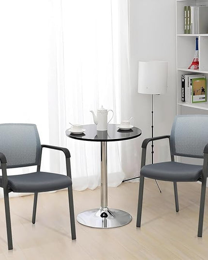 CLATINA Mesh Back Stacking Arm Chairs with Upholstered Fabric Seat and Ergonomic Lumbar Support for Office School Church Guest Reception Grey (Gray-8 Pack)