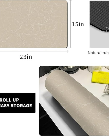 Golener Coffee Bar Mat,Under Coffee Maker Mat,23"x15"Coffee Tray Mat Under Coffee Machine,Rubber Coffee Maker Mat,Under Appliance Mats,Silicone Hot Mat for Coffee Machine,Dish Drying Mat, Marble Beige