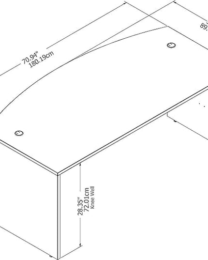 Bow Desk 72W x 36D Platinum Gray