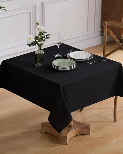 VidaFete Square Tablecloth 6 Pack 52 x 52 Inch Tablecloths Stain Wrinkle Resistant Polyester Dining Table Cover for Kitchen Dinning Party Wedding Rectangular Tabletop Buffet Decoration(Black)