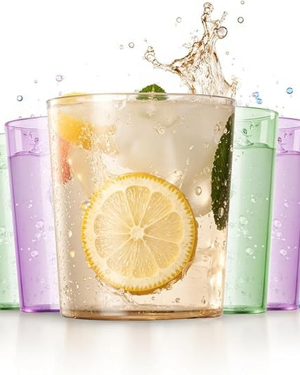 Liacere Color Plastic Drinking Glasses (Set of 12) 14 oz Color Reusable Plastic Glasses Colors，Kitchen Water Glasses Cup, Bar Tumbler Glassware Set for Beer, Juice, Cocktail, Whiskey, Milk