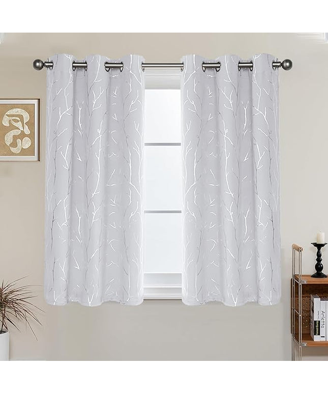BUHUA Short Curtains 36 inches Long, Black Out RV Bunk Panels, Kitchen Window Curtains Over Sink, Thermal Insulating Blackout Drapes for Small Window (2 Panels, Greyish White, 38 inches Wide)