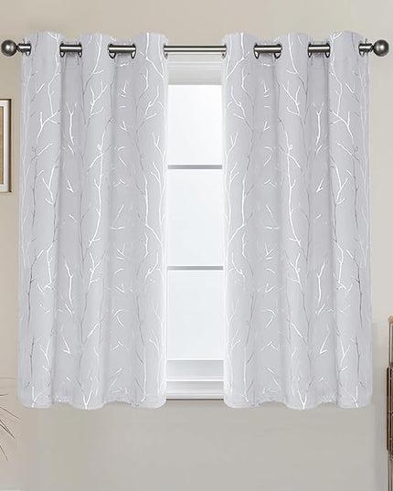 BUHUA Short Curtains 40 inches Long, Black Out RV Bunk Panels, Kitchen Window Curtains Over Sink, Thermal Insulating Blackout Drapes for Small Window (2 Panels, Greyish White, 38 inches Wide)