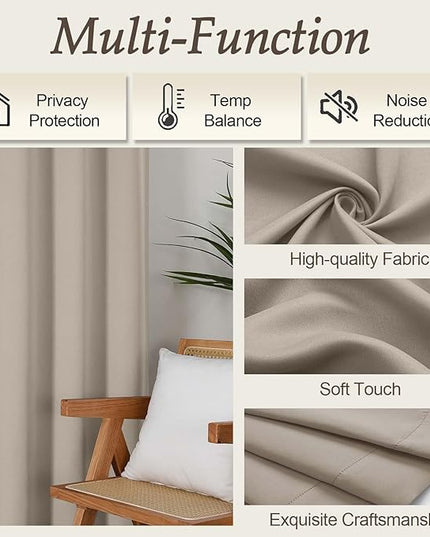 Gwine Stone Blackout Curtains for Bedroom 96 Inch Length, Room Darkening Energy Saving Black Out Curtains for Living Room, Window Treatment Drapes with Rod Pocket, Each 50" Wx96 L, 2PC