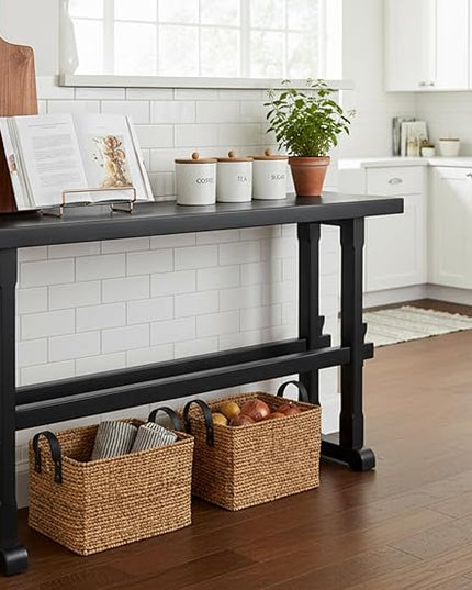 chairus 59" Long Console Table Farmhouse Narrow Sofa Table with Crossbar Solid Wood Entryway Table for Living Room/Hallway/Entrance, Black