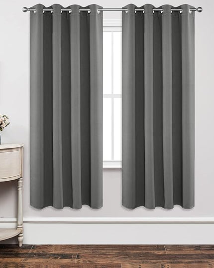 Joydeco Blackout Curtains 72 Inch Length 2 Panels Set, Thermal Insulated Long Drapes 2 Burg, Room Darkening Grommet Curtains for Living Room Bedroom Window