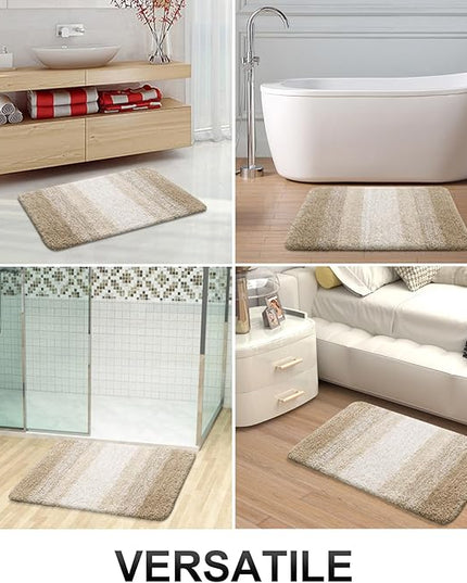 OLANLY Bathroom Rug Set 2 Piece, Soft Absorbent Microfiber Bath Rug Set, Non-Slip, Machine Wash Dry, Plush Shaggy Bath Mats for Bathroom (30"x20"+24"x16", Tan)