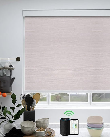 ZSHINE Motorized Blackout Roller Blinds Customize Width Remote Control Wireless and Rechargeable Roller Shades for, Home, Office, Hotel,Restaurant and Cinema(82067A)