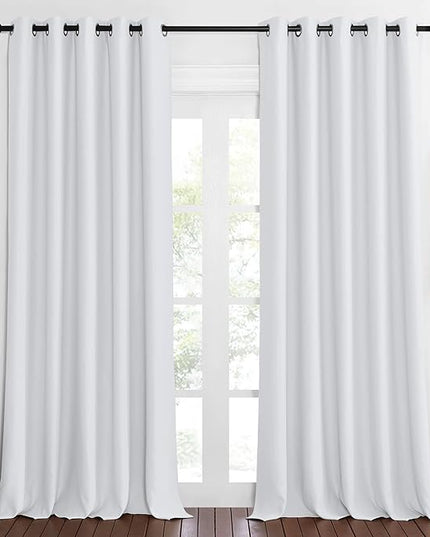 NICETOWN Room Darkening Window Curtains for Farmhouse - Easy Care Solid Thermal Insulated Grommet Doorway Drape for Bedroom/Living Room (1 Panel, W66 by L90, Greyish White)