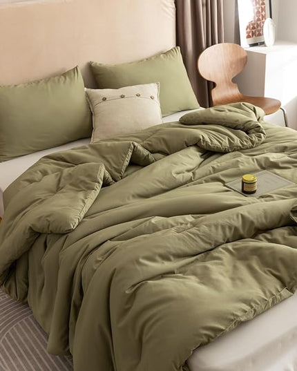 ROSGONIA California King Comforter Set Olive Green, 3pcs (1 Boho Olive Cal King Comforter & 2 Pillowcases), All Season Bedding Blanket Quilts
