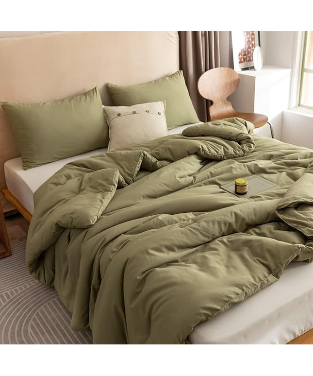 ROSGONIA California King Comforter Set Olive Green, 3pcs (1 Boho Olive Cal King Comforter & 2 Pillowcases), All Season Bedding Blanket Quilts