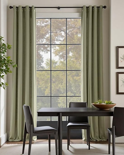 Lazzzy Blackout Velvet Green Thermal Insulated Curtains 90 Inch Long Drapes for Bedroom Window Treatments Grommet Living Room Drapes Set of 2 Panels Olive Sage