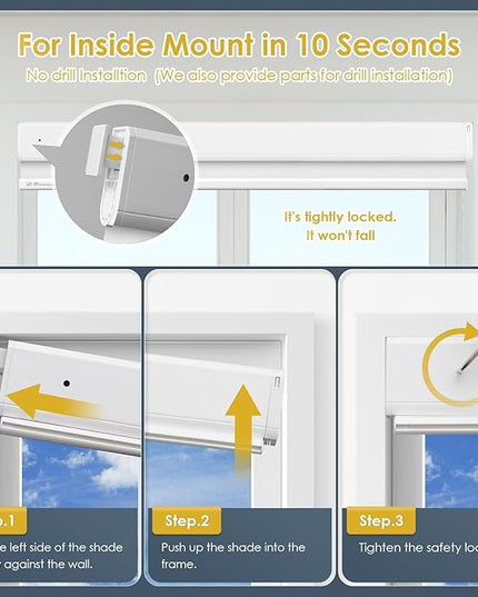 Motorized Blinds with Remote Control,No-Drill Smart Blinds with 【Complementary Solar Panel】,Cordless Automatic Blinds for Windows, 1OO% Blackout Electric Shades Customize