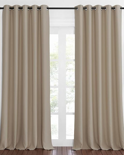 NICETOWN Blackout Curtains 84 Inch Length, Thermal Insulated Curtains for Bedroom Grommet Energy Saving Room Darkening Drapes for Living Room Window, 1 Panel, Taupe, 66" W x 102" L