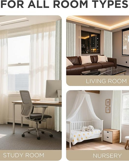 Joydeco Blackout Curtains for Bedroom - 100% Light Blocking 2 Panels Light Beige Drapes 66"W x 90"L, Thermal Insulated Room Darkening Curtains, Linen Textured for Living Room, Rod Pocket & Back Tabs