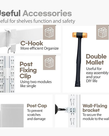 HOMEDANT House 24.4" W 5 Tier Heavy Duty Garage Shelving Adjustable Metal Rack Storage Shelves Standing Shelf Unit Organizers Pantry Closet Office White 4Pack