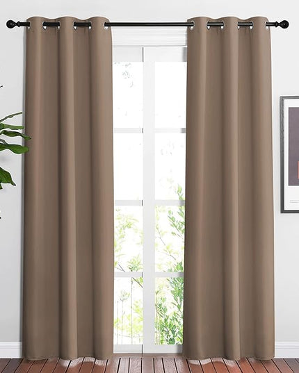 NICETOWN Blackout Window Curtains 84 inch Long - Grommet Top Room Darkening Thermal Insulated Solid Vertical Drapes for Bedroom/Kid Room (2 Panels, 37 x 84 Inch, Cappuccino)